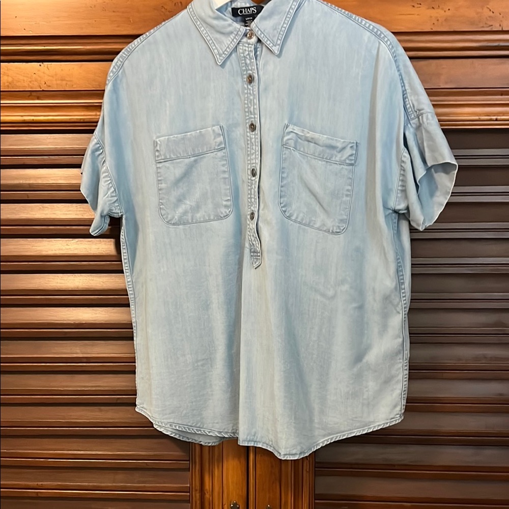 Chaps Women’s lightweight denim 1/2 button up.